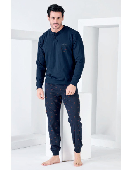 Men's warm cotton jersey pajamas Navigare 141955
