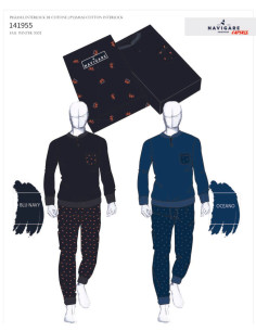 Men's warm cotton jersey pajamas Navigare 141955 2