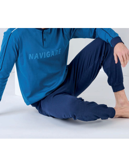 Boy's warm cotton jersey pajamas Navigare 141903J