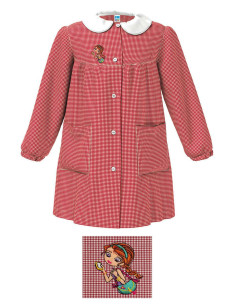 Grembiule scuola bambina Siggi Happy School 33GR4079 Quadretti Rosso/Bianco 2
