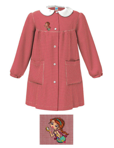 Grembiule scuola bambina Siggi Happy School 33GR7777 Quadretti Rosso/Bianco