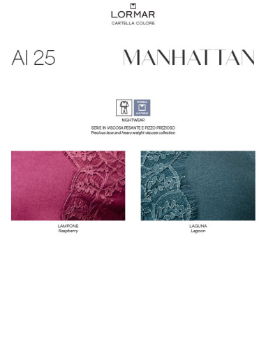 Woman heavy viscose jersey and lace pajamas Lormar Manhattan MAN653839
