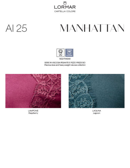 Woman heavy viscose jersey and lace pajamas Lormar Manhattan MAN653839