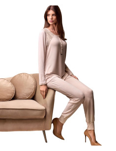 Pigiama donna in viscosa pesante e pizzo Lormar Broadway BRO653801