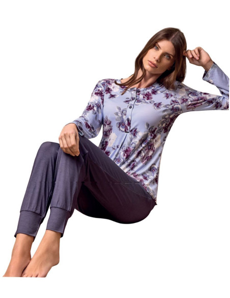 Pigiama donna in viscosa pesante fantasia Lormar Regarde REA653843