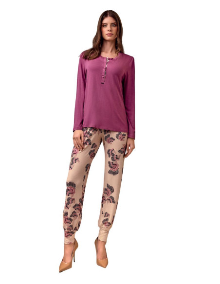 Woman heavy viscose jersey and oriental pattern pajamas Lormar Liberty LIB653816