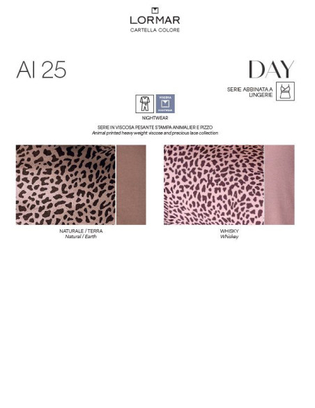 Woman heavy viscose jersey and animalier pattern pajamas Lormar Day DAY653808