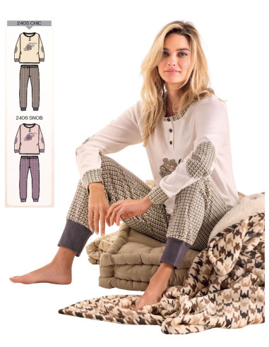 Warm cotton jersey women's pajamas Infiore New Chic NWC652835