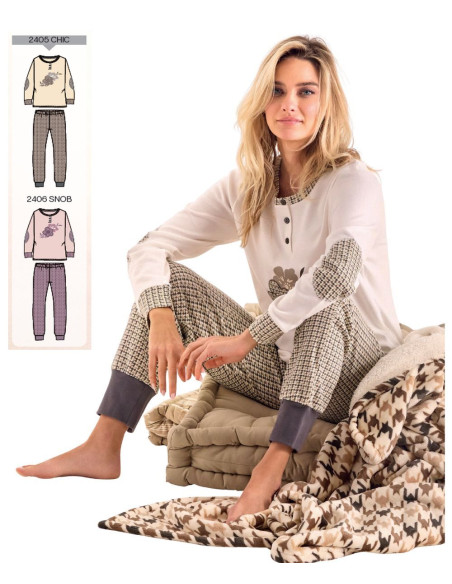 Warm cotton jersey women's pajamas Infiore New Chic NWC652835