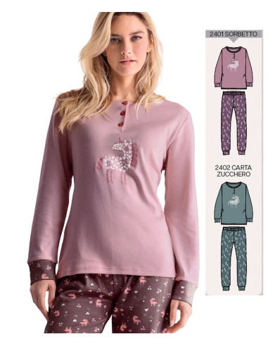 Pigiama donna in jersey di cotone caldo Infiore Magic MGC652824