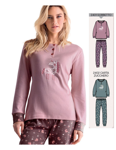 Pigiama donna in jersey di cotone caldo Infiore Magic MGC652824