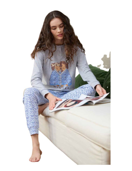 Pigiama donna in jersey di cotone caldo Enrico Coveri EP6249