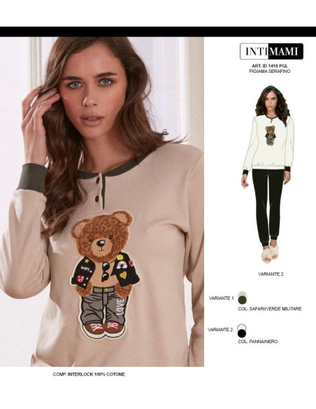 Women's warm cotton jersey pajamas Intimami ID1418
