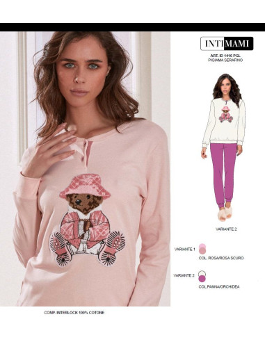 Women's warm cotton jersey pajamas Intimami ID1416