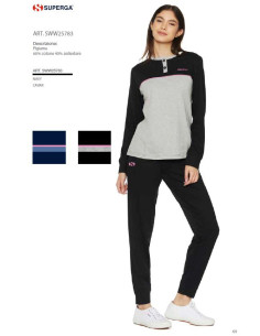 Women's warm cotton jersey pajamas Superga SWW25783