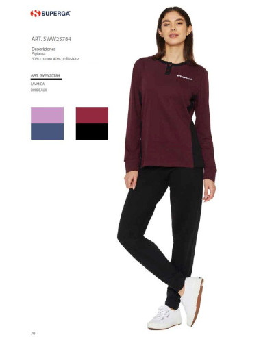 Women's warm cotton jersey pajamas Superga SWW25784