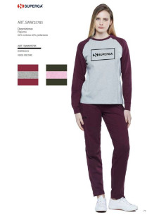 Women's warm cotton jersey pajamas Superga SWW25785