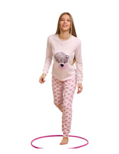 Girl's warm cotton jersey pajamas Il Granchietto GP7116 2