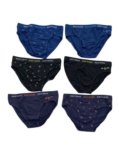 Gruppo 6 slip uomo in cotone elasticizzato Navigare 215445