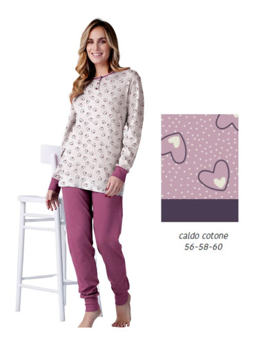 Women's calibrated warm cotton jersey pajamas Karelpiu' KF9037