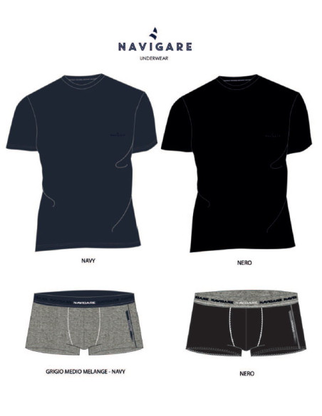 Completo uomo con t-shirt e boxer Navigare 21562
