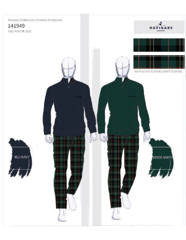 Pigiama uomo in jersey di cotone caldo e tessuto Navigare 141949