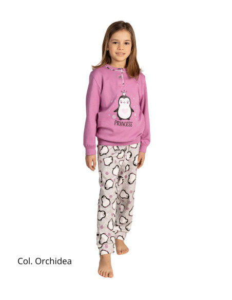 Pigiama da bambina in jersey di caldo cotone Gary 3020