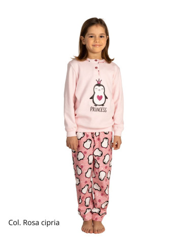 Pigiama da bambina in jersey di caldo cotone Gary 3020