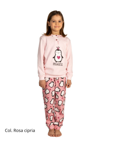 Pigiama da bambina in jersey di caldo cotone Gary 3020