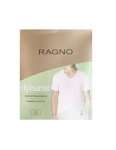 Gruppo 2 t-shirt uomo a V in cotone elasticizzato Ragno 611478