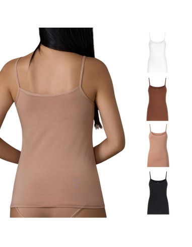 Women's stretch cotton narrow strap Top Ragno Dm05AE