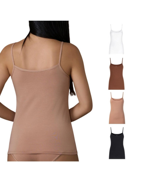 Women's stretch cotton narrow strap Top Ragno Dm05AE