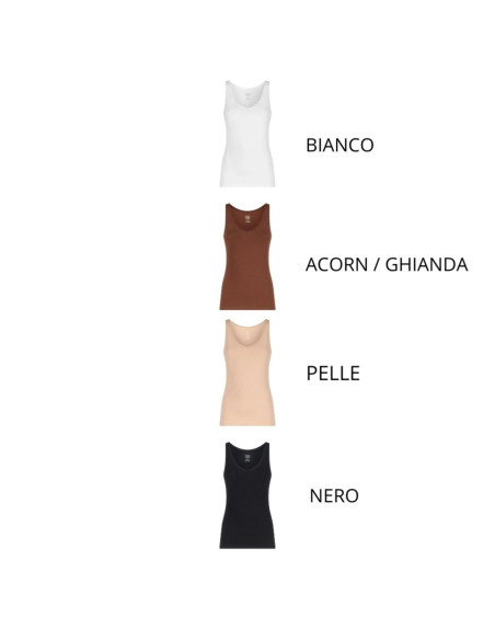 Canottiera donna a spalla larga in cotone elasticizzato Ragno DM05AJ