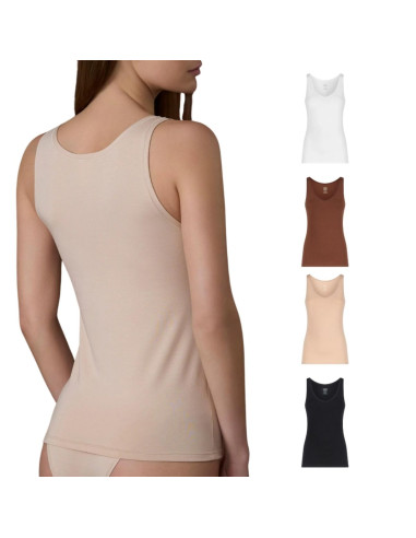 Women's stretch cotton wide shoulder vest Ragno DM05AY