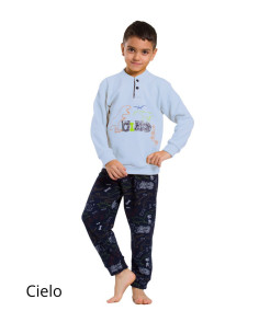 Boy's warm pluce cotton jersey pajamas Martellina M2011 2