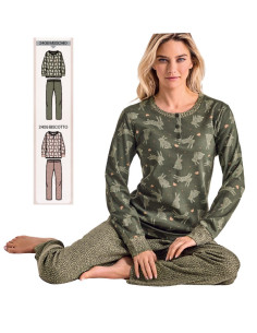 Pigiama donna in jersey di cotone caldo Infiore Rabbits RBB652841