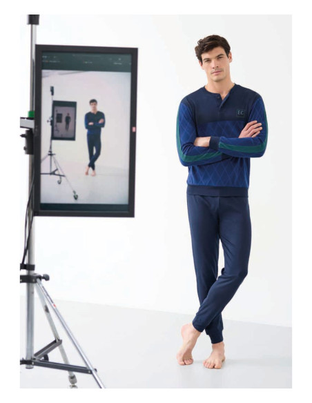 Men's warm cotton jersey pajamas Enrico Coveri EP2189