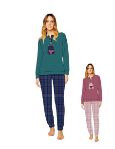 Pigiama donna in jersey di cotone caldo Irge MII2413 2