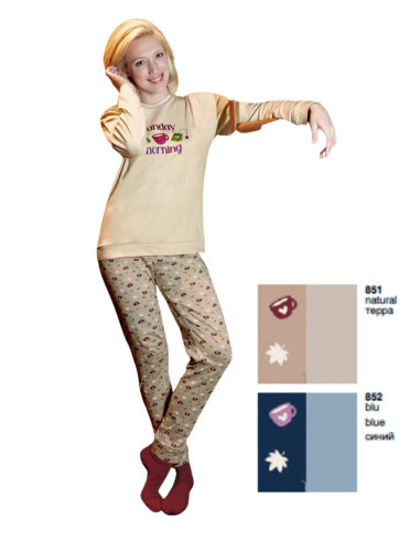 Women's warm cotton jersey pajamas Sielei Ginevra GN12