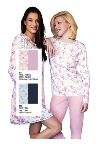 Women's warm cotton jersey pajamas Sielei Florence FL15