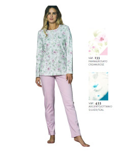 Pigiama donna a serafino in jersey di cotone caldo Linclalor 92222