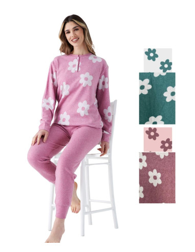 Woman warm plush cotton jersey pajamas Pigiamiamoci 4202