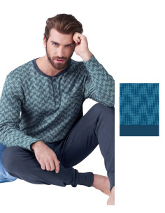 Men's warm cotton jersey pajamas Karelpiu' KF9315 2