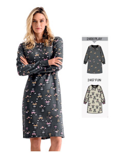 Women warm cotton jersey nightdress Infiore Koala KLO632990