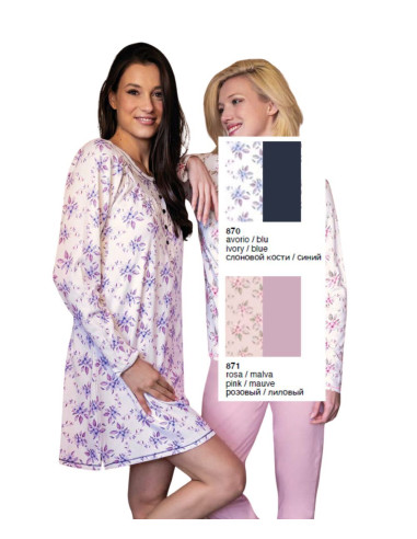 Women warm cotton jersey nightdress SieLei Florence FL25
