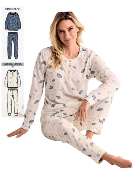 Women's coral micro pile pajamas Infiore Space Trip SPC652844