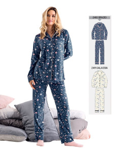 Pigiama donna aperto in caldo micro-pile coral Infiore Space Trip SPC652845