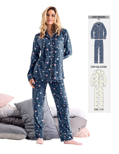 Women's coral micro pile pajamas Infiore Space Trip SPC652845