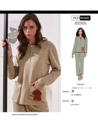 Women's warm plush jersey pajamas Intimami ID1430