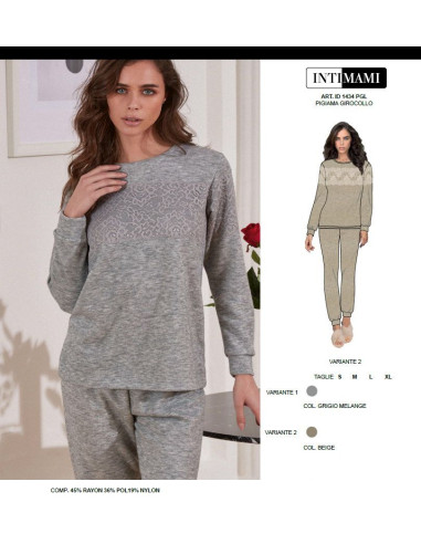 Women's warm plush jersey pajamas Intimami ID1434